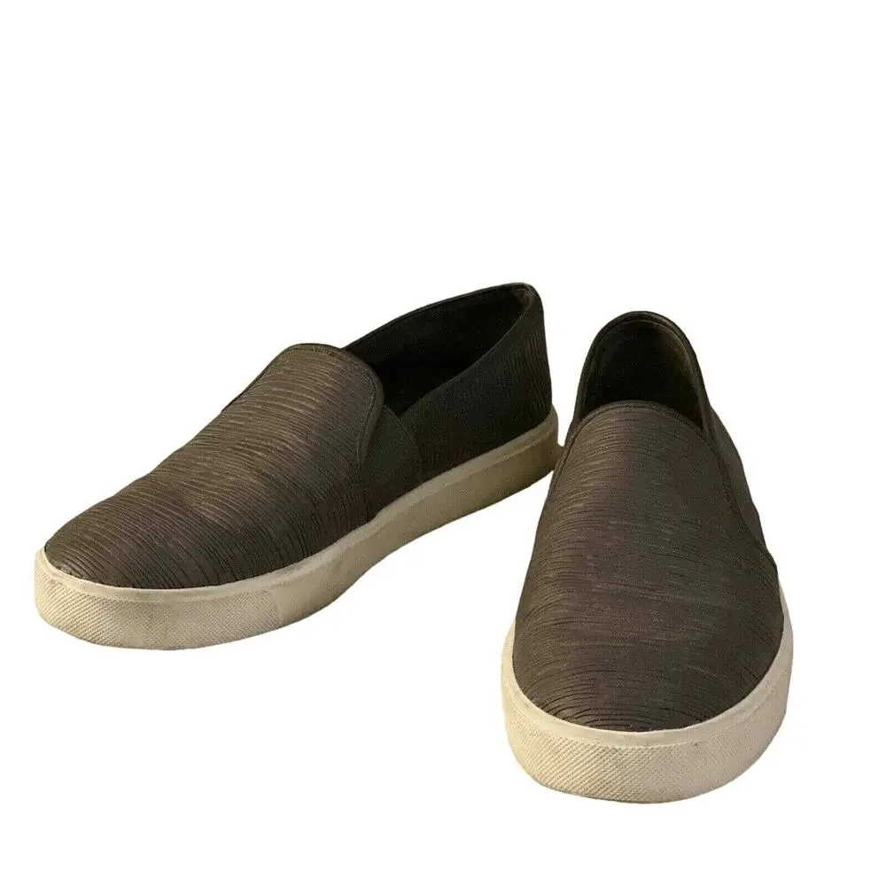 Vince Dark Gray Blair Textured Leather Slip On Sneakers - W7 - Y2K Skater Shoes